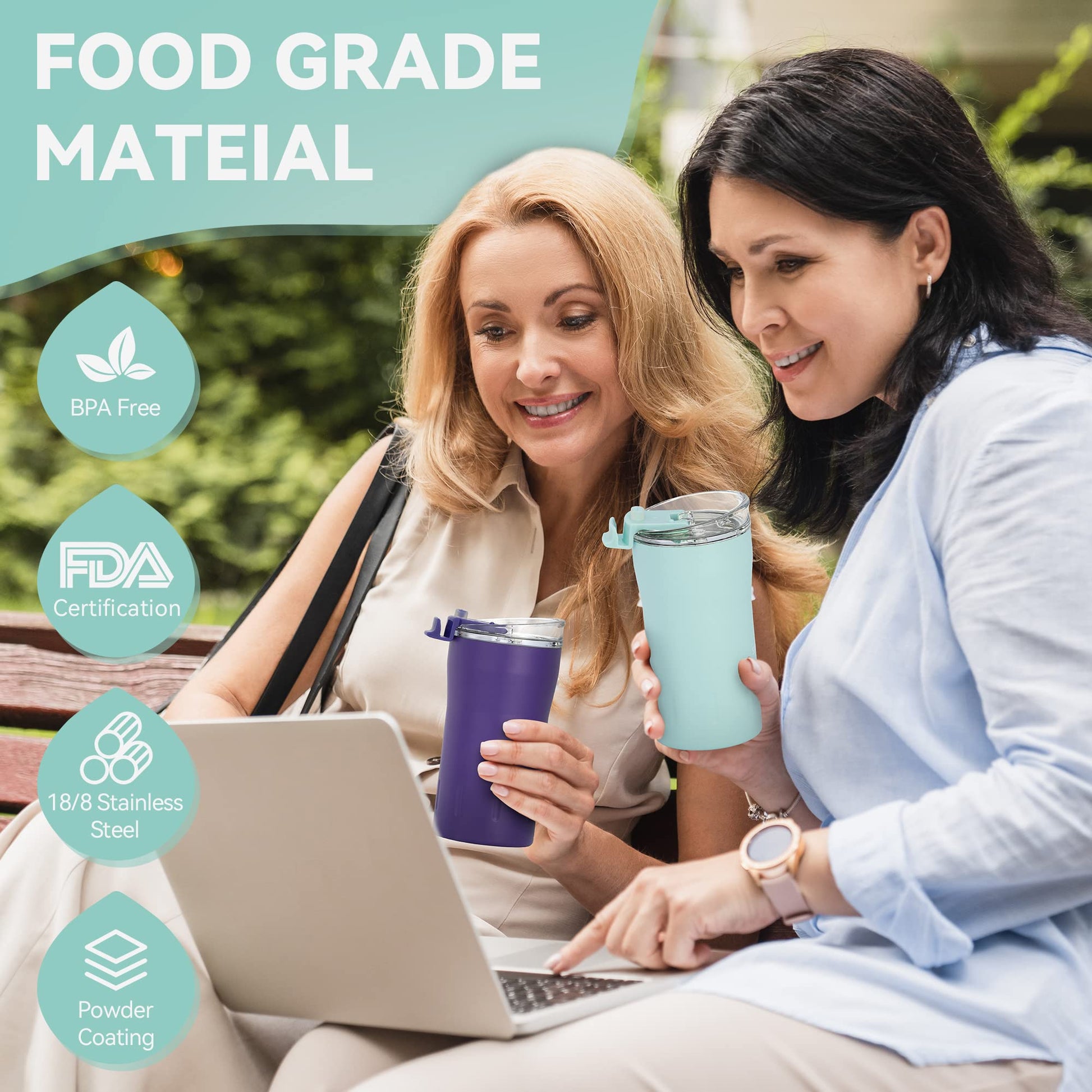 Travel Coffee Mug 12 Oz, Insulated Coffee Cups With Flip Lid, Stainless Steel Coffee Mugs Spill Proof, Double Wall Vacuum Tumblers, Reusable To Go Mug For Hot Ice Coffee Tea Green Mint Green