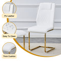 Table And Chair Set.Modern Rectangular Dining Table With Transparent Tempered Glass Tabletop And Gold Plated Metal Legs.Paried With 6 Comfortable Chairs With Pu Seats And Golden Metal Legs. Transparent,White Gold Seats 6 Glass Metal