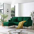 Green Velvet Modular Corner Sofa Reversible Left Hand Facing Sofa & Chaise With Ottoman Green Foam Velvet 3 Seat