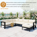 U Shaped Multi Person Outdoor Sofa Set, Suitable For Gardens, Backyards, And Balconies. White Seats 6 Aluminum