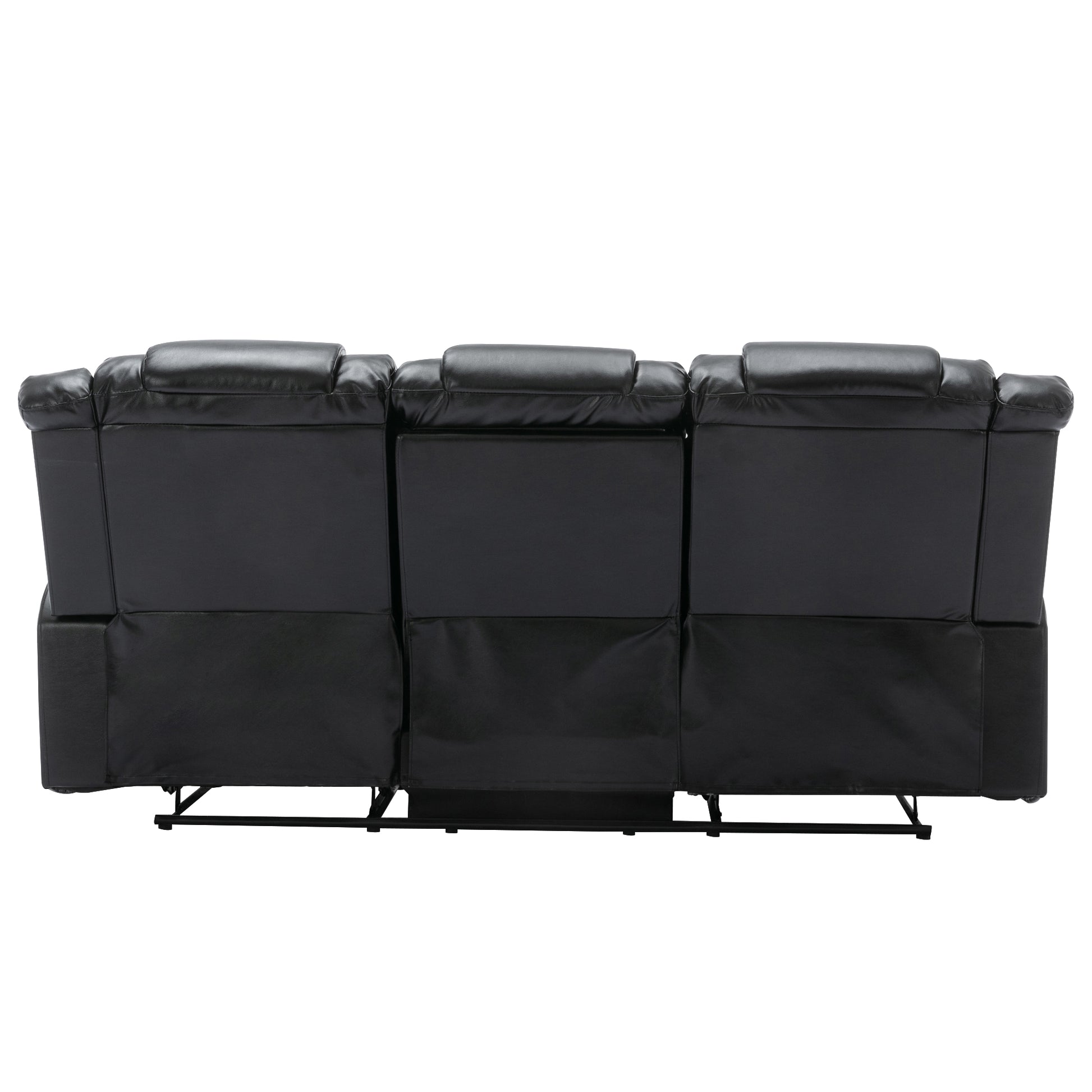 3 Seater Home Theater Recliner Manual Recliner Chair With Two Built In Cup Holders For Living Room,Bedroom, Black Old Sku:Pp302955Aab Black Foam Pu