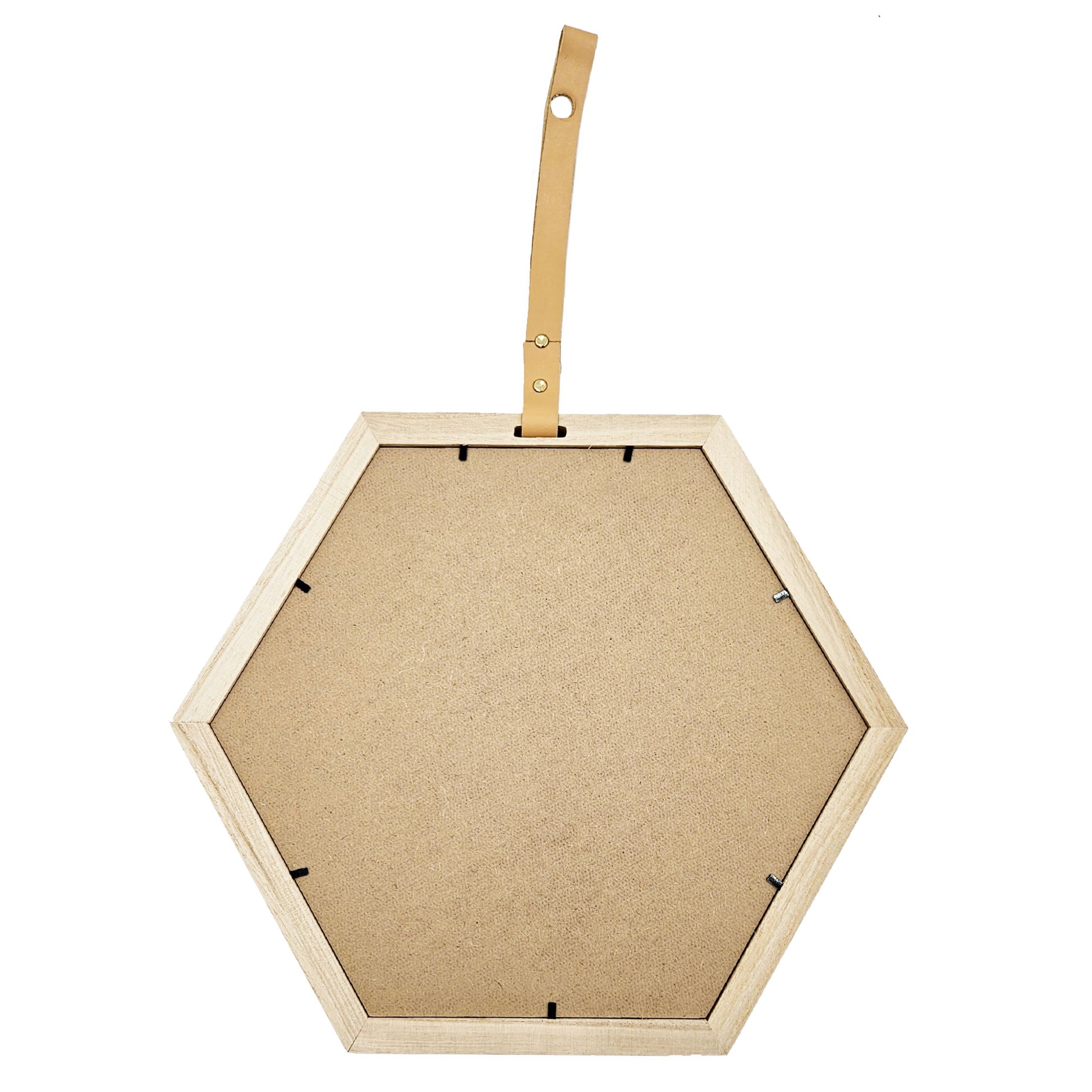 Harlan Hexagon Mirror, 16X14" Beige Brown Wood Glass