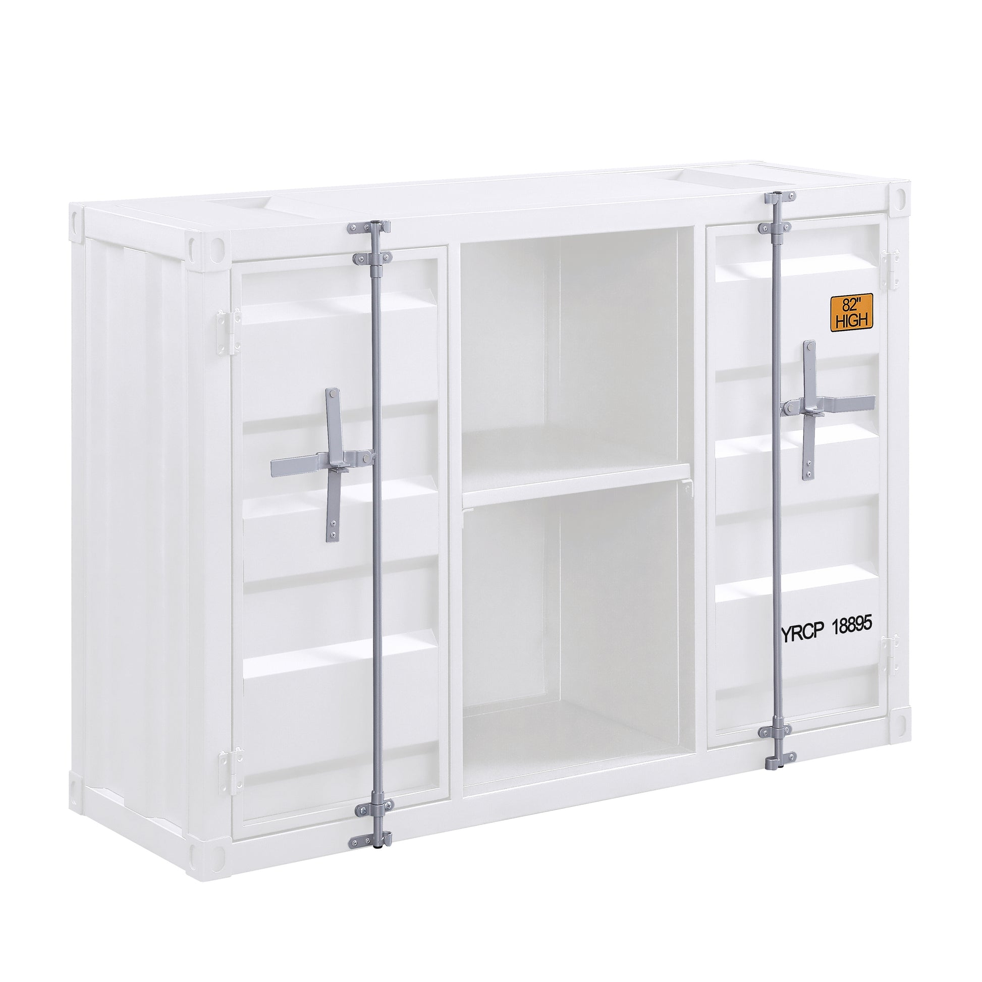 White Server With Open Shelving And 2 Cabinets White Dining Room Modern Shelves Included Metal