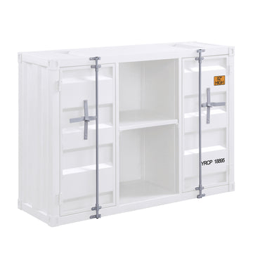 White Server With Open Shelving And 2 Cabinets White Dining Room Modern Shelves Included Metal