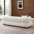 Jasmin 89.7'' Cream Boucle Sofa Cream Wood Primary Living Space Mid Century Modern Foam Boucle,Solid Wood 3 Seat