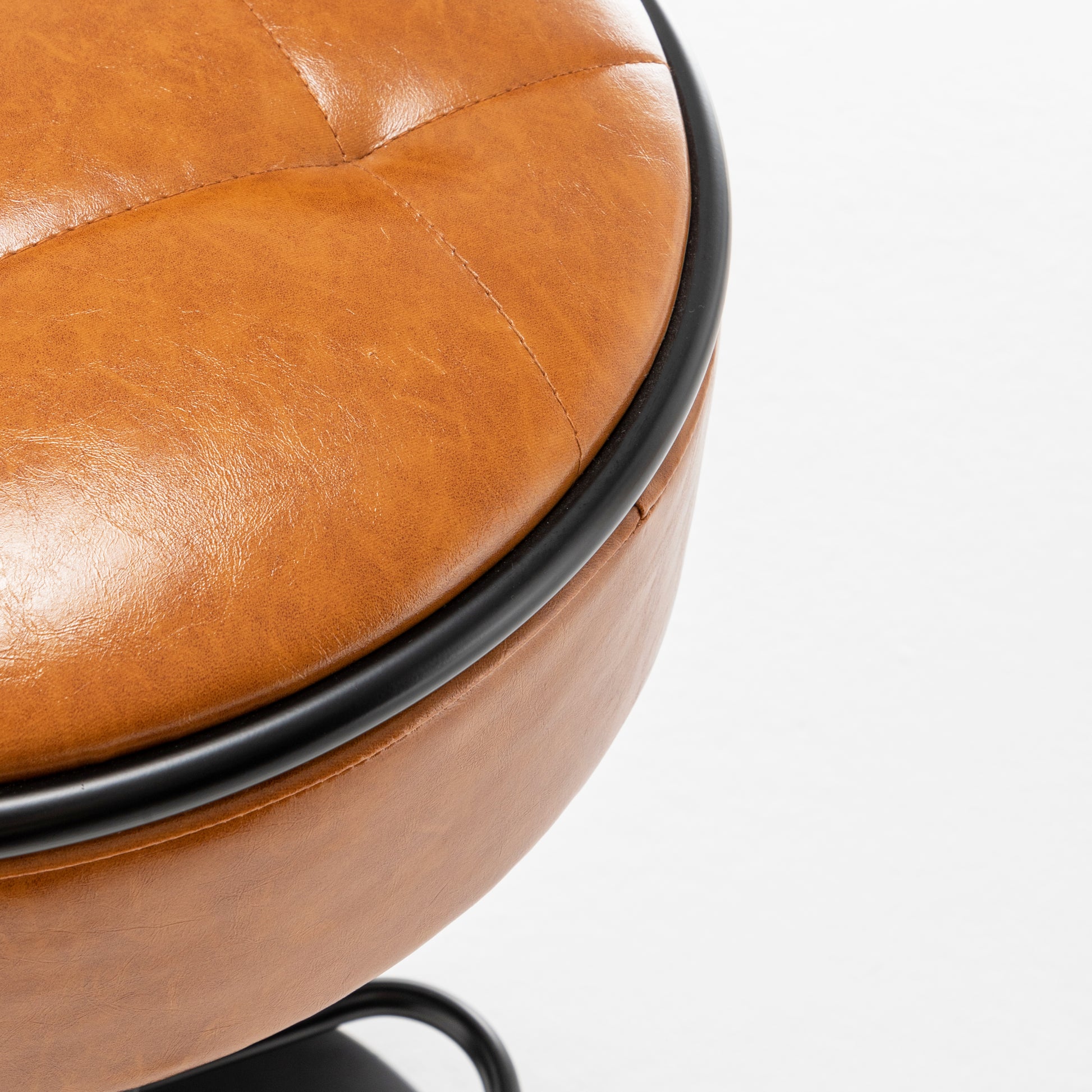 Round Storage Bar Stool Set Of 2, Brown Faux Leather Height Adjustable Barstool, 360 Counter Height Swivel Stool, Armless Bar Chair With Metal Frame For Kitchen Counter Dining Living Room Brown Set Of 2 Foam Pu Leather