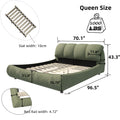 Queen Size Luxury Upholstered Platform Bed With Oversized Padded Backrest And Solid Wood Frame,Suitable For Multiple Heights Of Mattresses,Green Old Sku:W1885S00018 Box Spring Not Required Queen Green Wood Pine Solid Wood