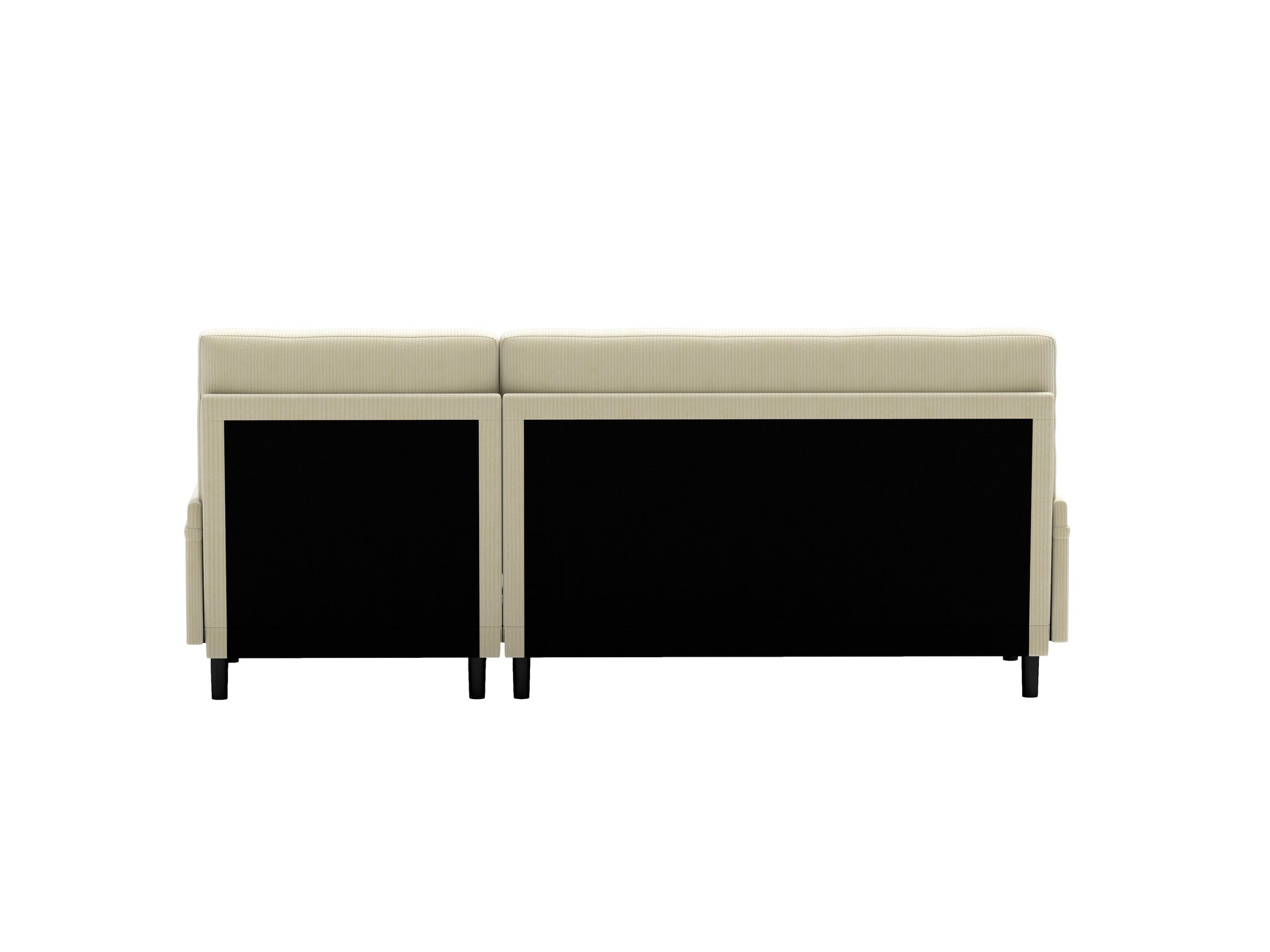 Ivory Corduroy Sectional Sofa: Convertible 3 Seater Sofa, L Shaped Sofa, And Bed Ivory Velvet Metal Primary Living Space Medium Soft Loose Back Pillow Top Arms Foam Fabric Metal 3 Seat