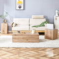 Modern Three Piece Coffee Table.Elevate Your Living Space With This Modern Mdf Coffee Table That Showcases Smooth, Light Wood Color Texture Patterns. Stylish Design. Wood Mdf