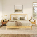 Mid Century Modern Solid Wood King Spindle Bed Natural Pine King Natural Wood Pine Pine