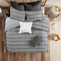 Cotton Jacquard Comforter Mini Set Grey Black Full Queen Queen Grey Black Cotton