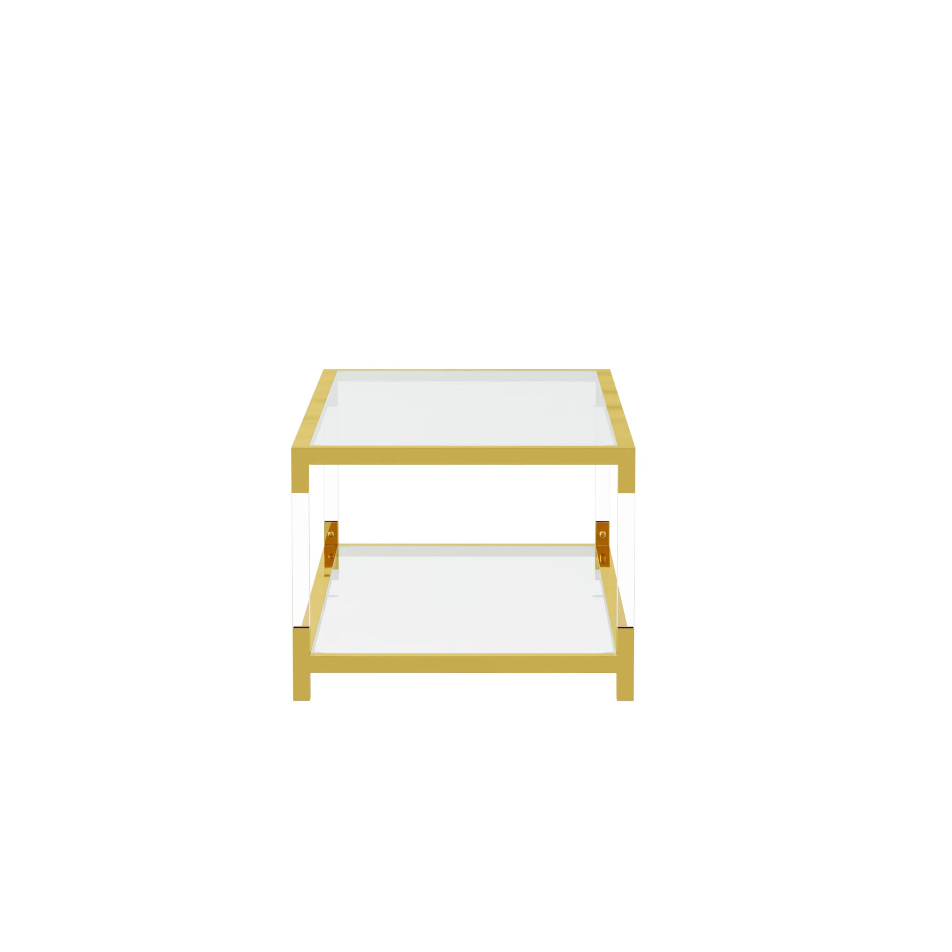 Modern Minimalist Style Gold Metal Frame With Acrylic Leg Coffee Table Cs 1195 Golden,Transparent Glass Acrylic