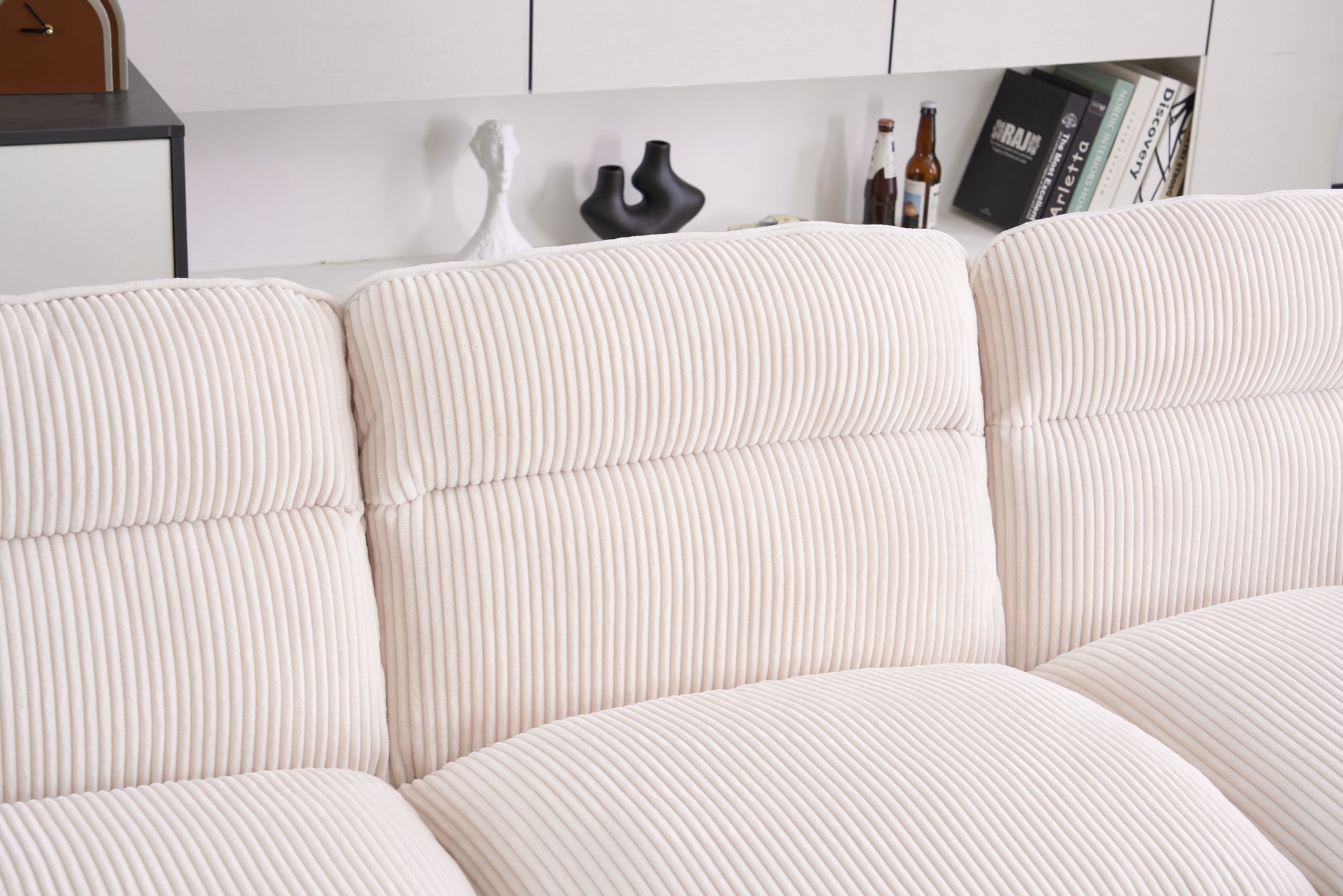 U Shaped Profile Sofa, Including Two Single Seats And Two Chaise, Modular Sofa, Corduroy Sofa White Foam Corduroy 4 Seat