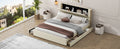 King Size Upholstery Platform Bed With Storage Headboard, 2 Drawers And Trundle,Beige King Beige Upholstered