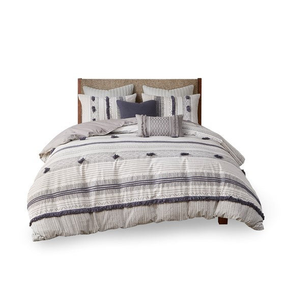 3 Piece Cotton Duvet Cover Set Queen Multicolor Cotton