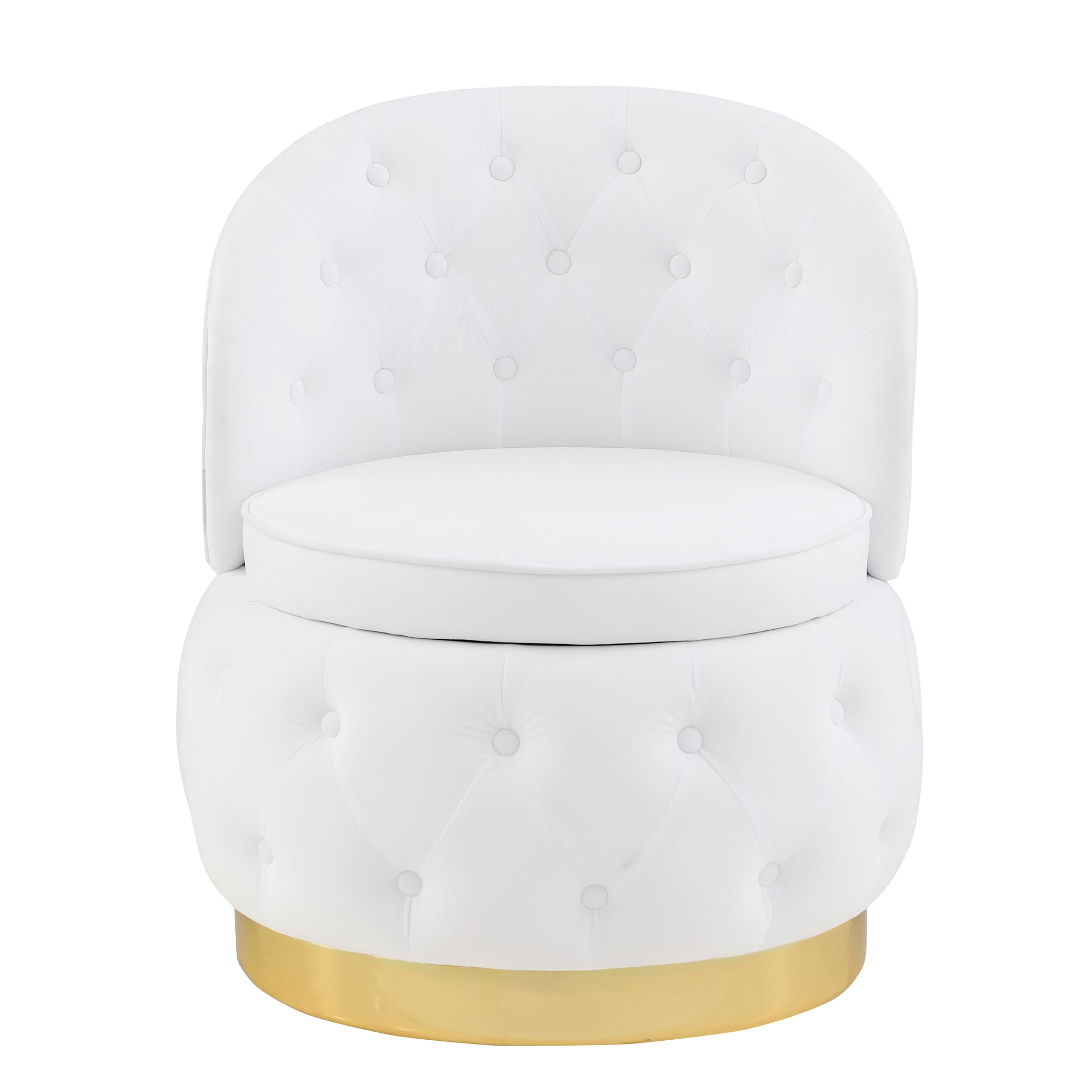 360 Degree Swivel Cuddle Barrel Accent Storage Chairs White Velvet
