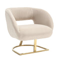 Coolmore Modern Chair With Velvet Fabric, Mid Century Chair With Wide Upholstered, Armchair For Living Room, Lounge, Bedroom Beige Beige Primary Living Space Foam Velvet