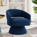 Modern Swivel Barrel Chair, Upholstered Velvet Round Accent Chairs,360 Degree Comfy Swivel Chair With Open Backrest, Single Chair Armchair For Living Room Bedroom, Homerest,Navy Navy Primary Living Space American Design,Contemporary,Luxury,Mid Century