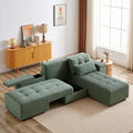 Convertible 3 In 1 Sleeper Sofa And Sectional Sofa With 4 Storage Space For Living Room,Corduroy Couch With 4 Pillows,Corduroy Army Green Corduroy 3 Seat