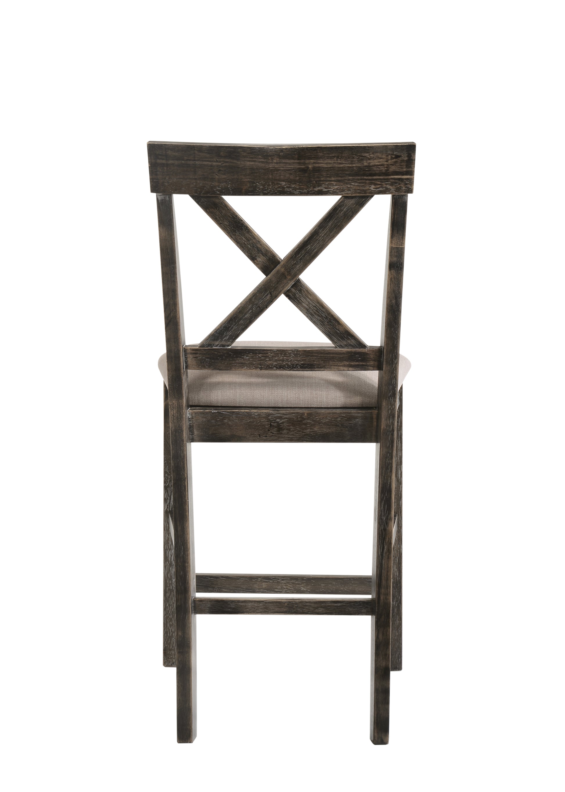 Martha Ii Tan Linen & Weathered Gray Finish Counter Height Chair Set Of 2 Gray,Tan Linen,Synthetic Wood