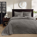 Reversible Bedspread Set Dark Grey Queen Dark Grey Cotton