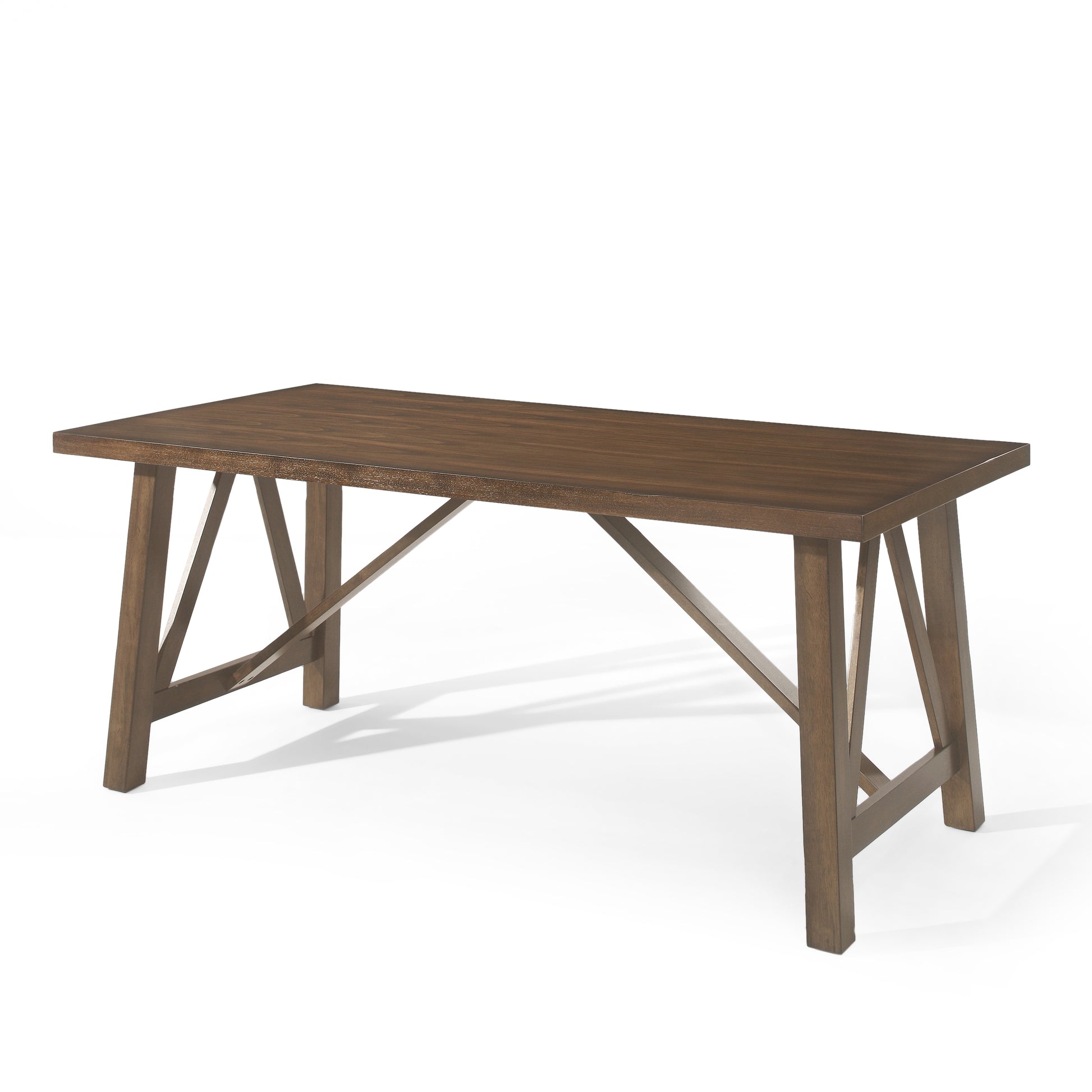 Dining Table Antique Brown Solid Wood Mdf