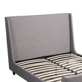 Poplar Wood Queen Size Upholstered Bed In Gray Queen Gray Solid Wood
