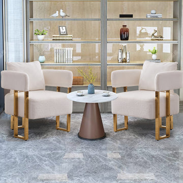 Ts Teddy Velvet Upholstered Metal Foot Sofas White Gold Teddy 1 Seat