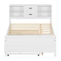 Full Size Captain Bed With Storage Bookcase Headboard,Captain Bed With Trundle And Three Storage Drawers For Kids Teens Dorm Bedroom Multipurpose Guest Room Or Home, White Box Spring Not Required Full White Wood Solid Wood Mdf