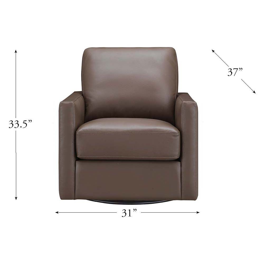 Dillon Swivel Leather Chair Dark Granite Memory Foam Genuine Leather