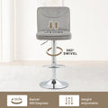 Coolmore Bar Stools With Back And Footrest Counter Height Dining Chairs 2Pc Set,360 Velvet Swivel Bar Stools Set Of 2, Adjustable Counter Height Bar Chairs Gray Velvet Gray Primary Living Space Foam Velvet