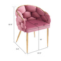 Set Of 2 Luxury Handmade Accent Chair With Gold Legs, Modern Velvet Armchair For Living Room And Bedroom Pink Foam Velvet