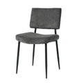 Modern Grey Simple Velvet Dining Chair Fabric Upholstered Chair Family Bedroom Stool Back Dressing, Black Round Table Set, Chair Black Metal Legs Set Of 5 Black Mdf