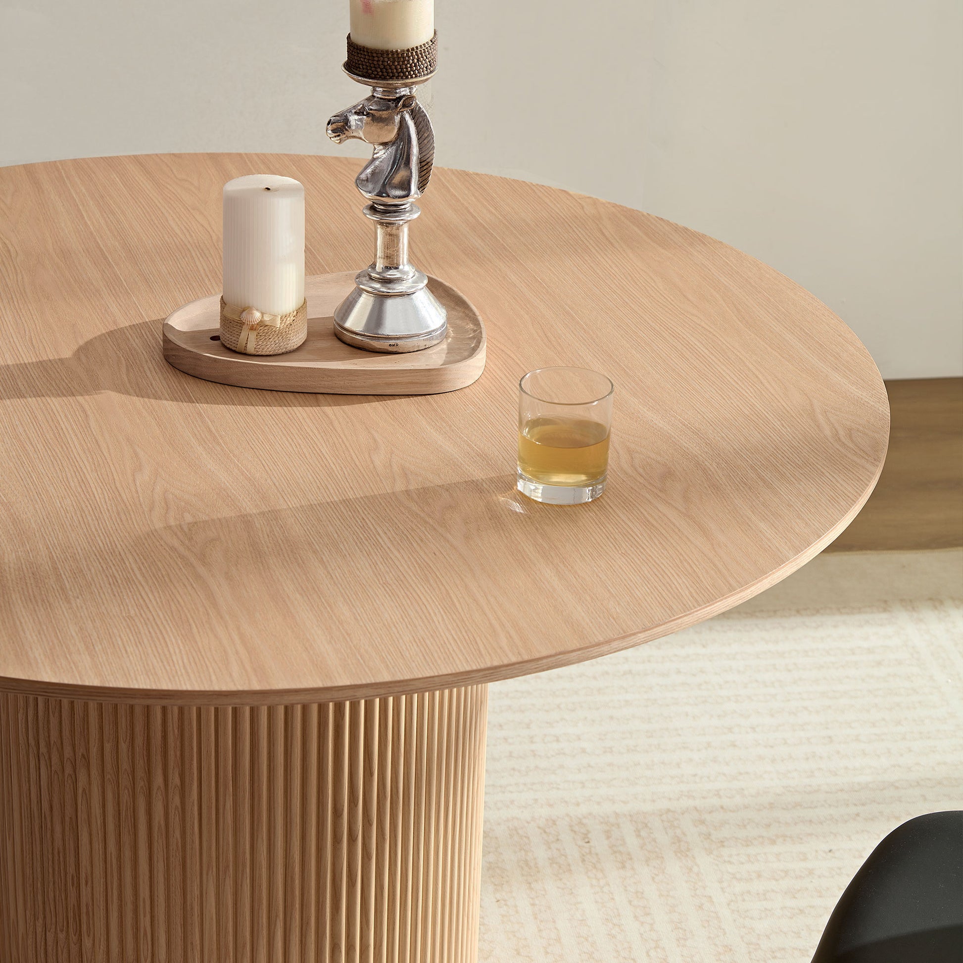 47,24 Inch Mdf Dining Table For Dining Room Round Dinner Tables Mid Century Modern Table Oak Oak Mdf