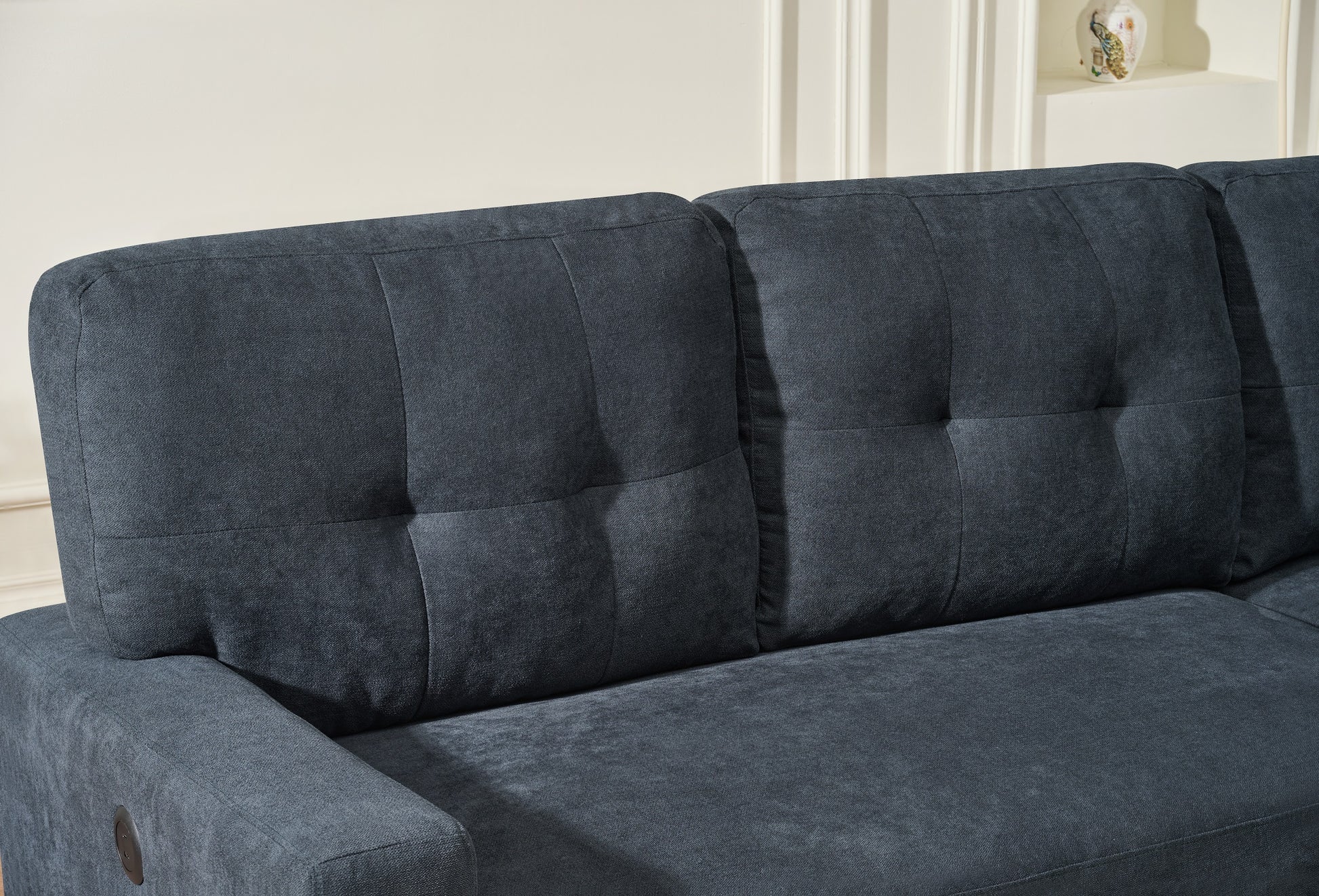 Sectional Sofa Bed L Shaped Sofa Couch Bed With Usb Port, Reversible Sofa Couch Sleeper With Pull Out Bed, Chaise With Storage, Pull Out Couch For Living Room Black Wood Fabric 3 Seat