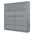 Full Size Murphy Bed Wall Bed With Top Cabinets,Gray Full Gray Plywood