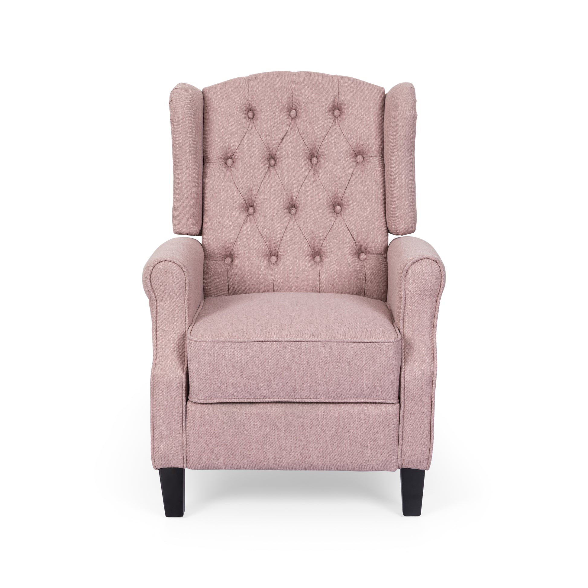 28" Wide Manual Wing Chair Recliner Light Pink Fabric