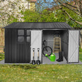 Metal Garden Sheds 10Ftx8Ft Outdoor Dark Grey With Window Dark Gray Metal