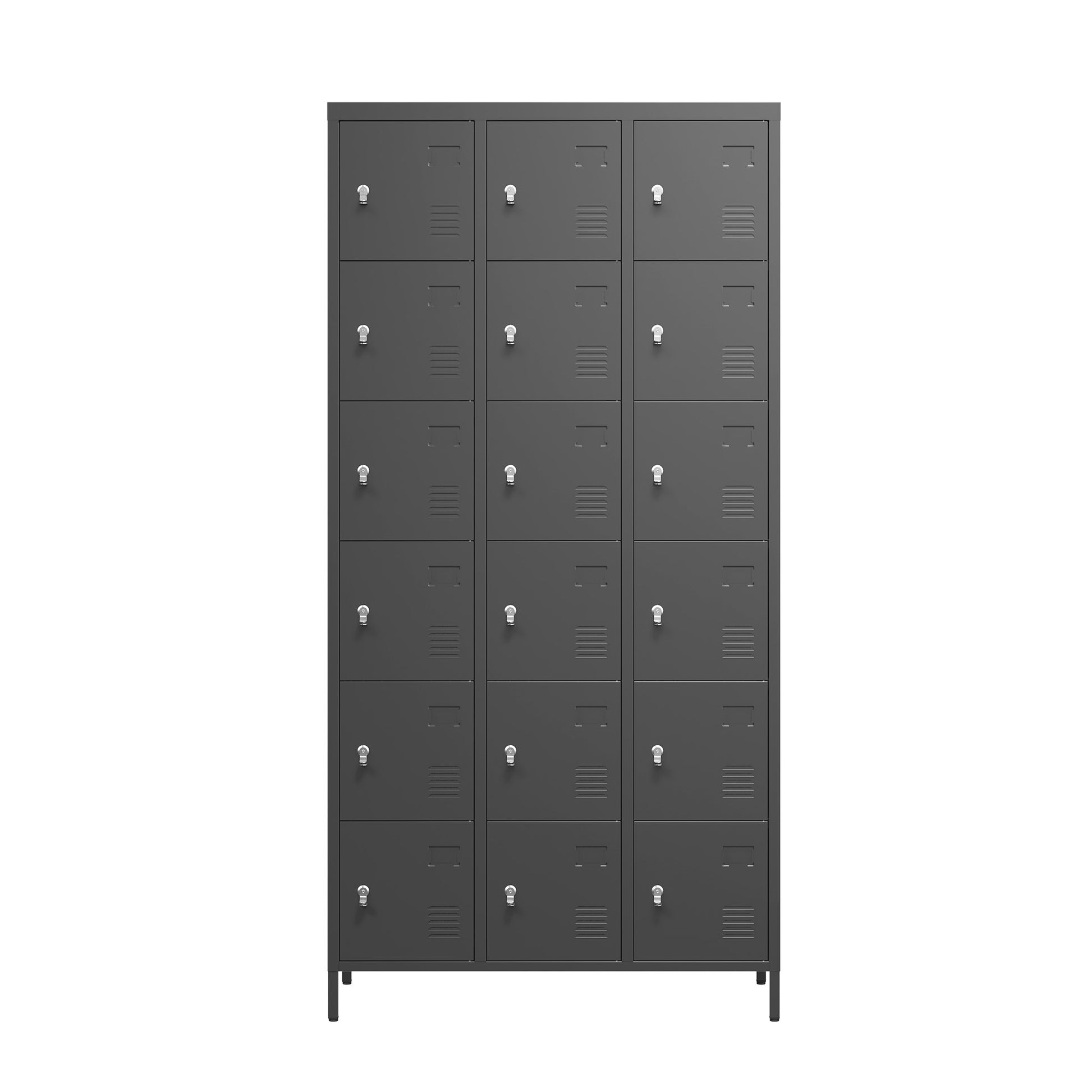 18 Door 72"H Metal Lockers With Lock For Employees,Storage Locker Cabinet For Home Gym Office School Garage,Easy Assembly,Black Freestanding 5 Or More Spaces Black Primary Living Space Door Locks