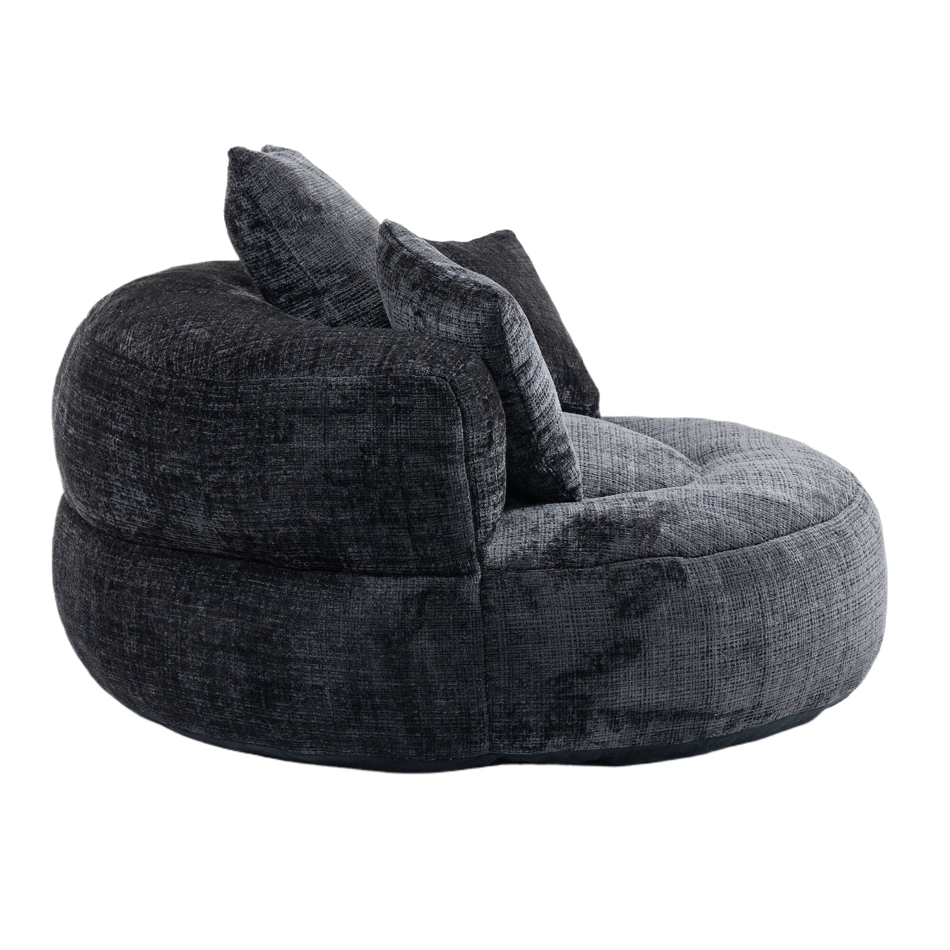 Coolmore Lazy Sofa Durable Comfort Lounger High Back Bean Bag Chair Couch With Three Pillows For Adults And Kids, Indoor & Outdoor, Single Gaming Sofa Chair For Bedroom,Office Black Chenille Black Foam Chenille 1 Seat