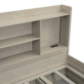 Twin Size Daybed Frame With Storage Bookcases And Underneath Storage, Usb Charging Station, Gray Twin Light Grey Solid Wood Mdf