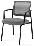 Mesh Back Stacking Arm Chairsupholstered Fabric Stacking Chairs, Sturdy Metal Stacking Chairs,Gray, 1 Pack Gray Abs