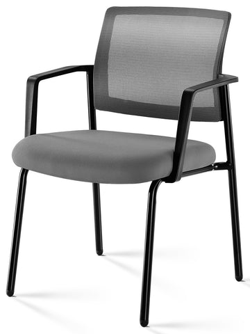 Mesh Back Stacking Arm Chairsupholstered Fabric Stacking Chairs, Sturdy Metal Stacking Chairs,Gray, 1 Pack Gray Abs