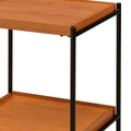 Honey Oak And Black End Table With Shelf Honey Primary Living Space Shelves Square Wood Metal