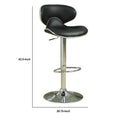 Swivel Adjustable Bar Stool, Black, Set Of 2 Black And Silver Fabric