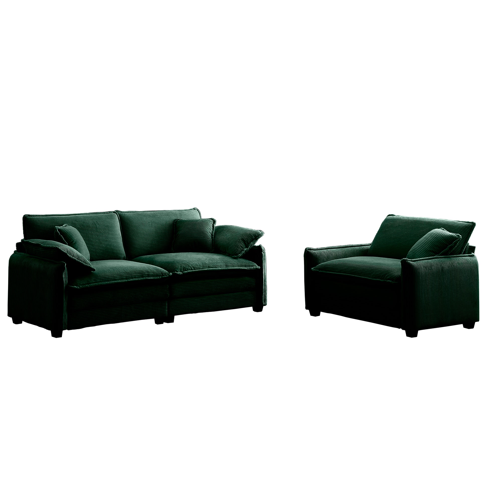 Modern Living Room Sofa Two Pieces Set, Suitable For Living Room And Small Apartment2 Pieces Sofa Set Consists Of A Single Seat Sofa And A 2 Seater Sofas,Green Corduroy Green Corduroy 3 Seat