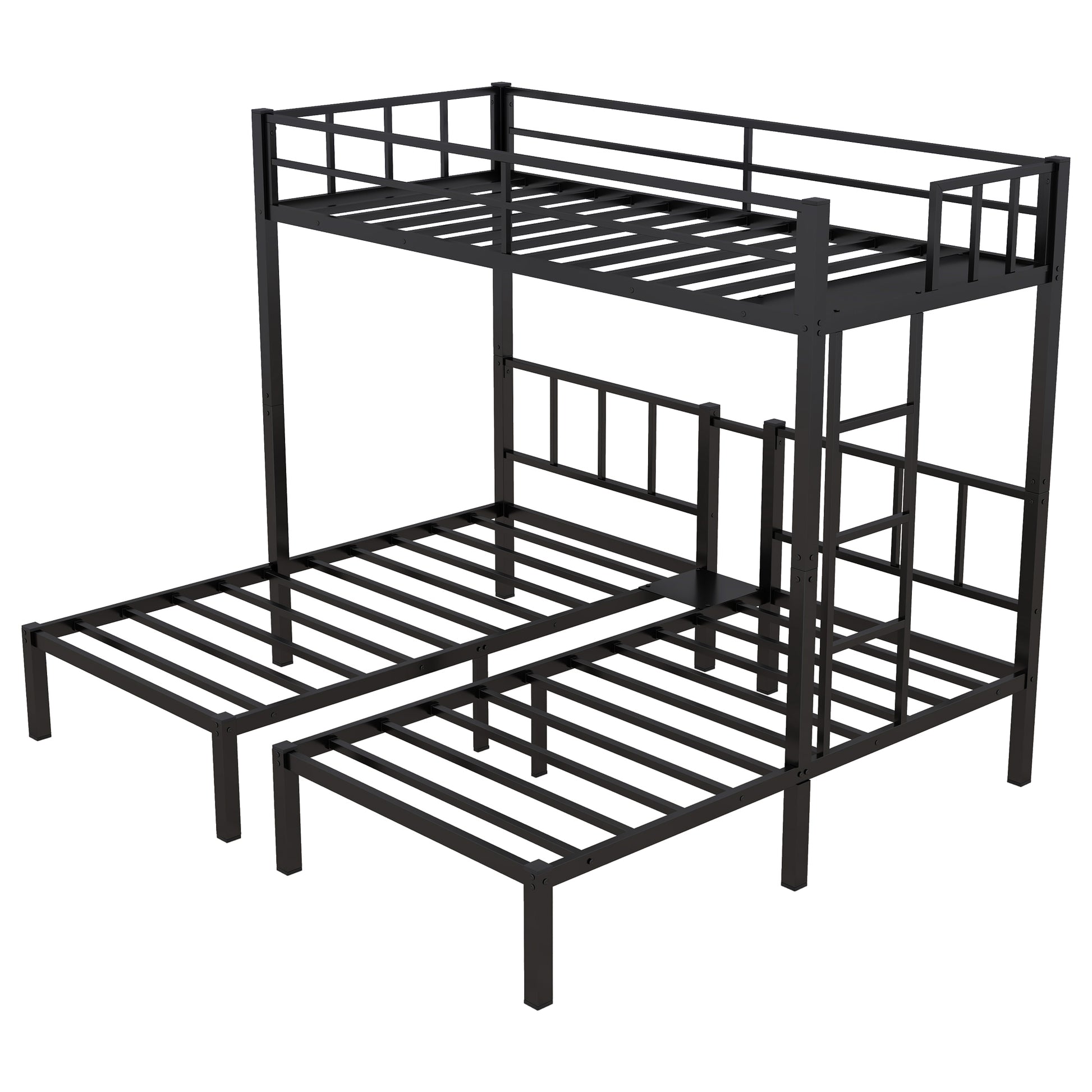 Twin Over Twin & Twin Bunk Beds For 3, Twin Xl Over Twin & Twin Bunk Bed Metal Triple Bunk Bed, Black Twin Xl Black Metal