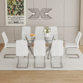 Table And Chair Set.Large Minimalist Rectangular Glass Dining Table For 6 8 With 0.39