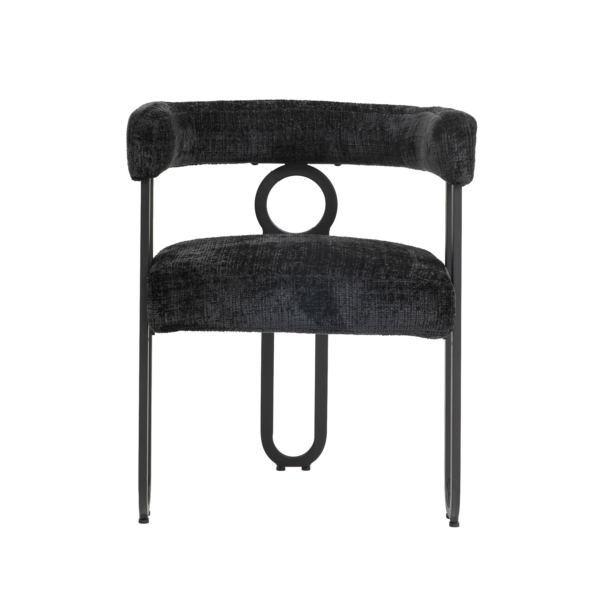 Coolmore Contemporary Designed Velvet Fabric Upholstered Accent Dining Chair Barrel Side Chairs Kitchen Armchair For Living Room Set Of 2 Black Chenille Black Dining Room Foam Chenille