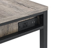 Disho Light Weathered Oak & Black Finish Writing Desk W Usb Oak Synthetic Wood